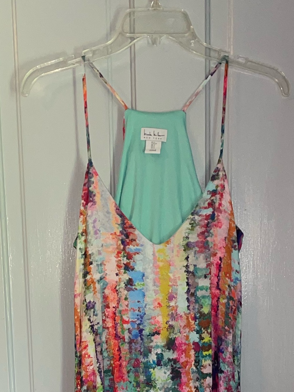 Nicole Miller Multicolor Abstract Print Maxi Dress with Mint Lining - Picture 4 of 7